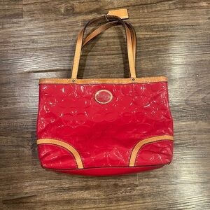 Coach pink and Tan Patent shoulder bag